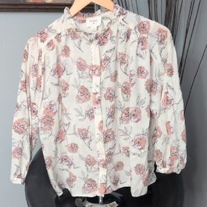 Everly Floral Blouse in Cream and Pink